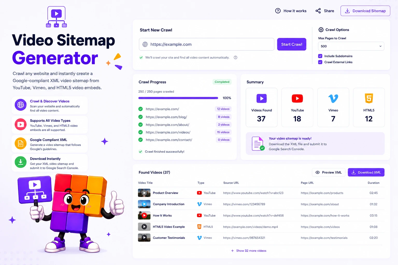 Video Sitemap Generator