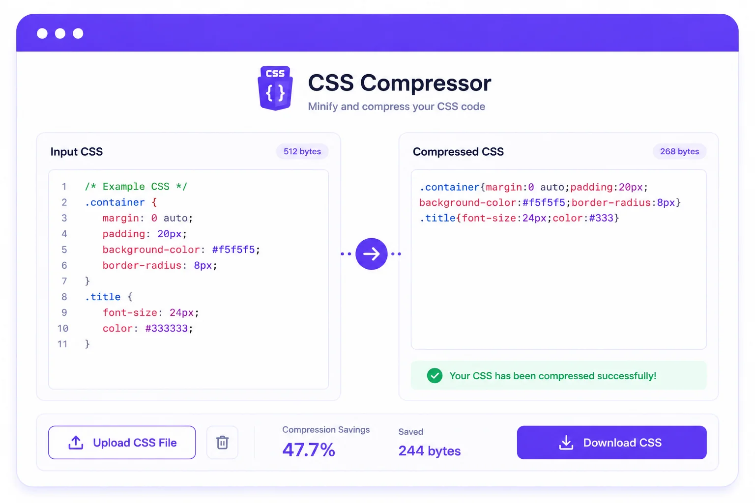 CSS Compressor in Your Browser