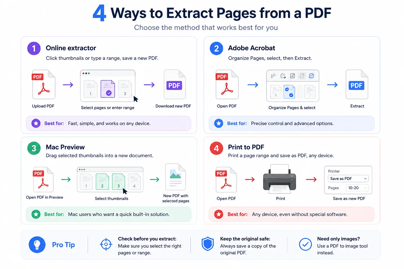 Four ways to extract pages from a PDF compared