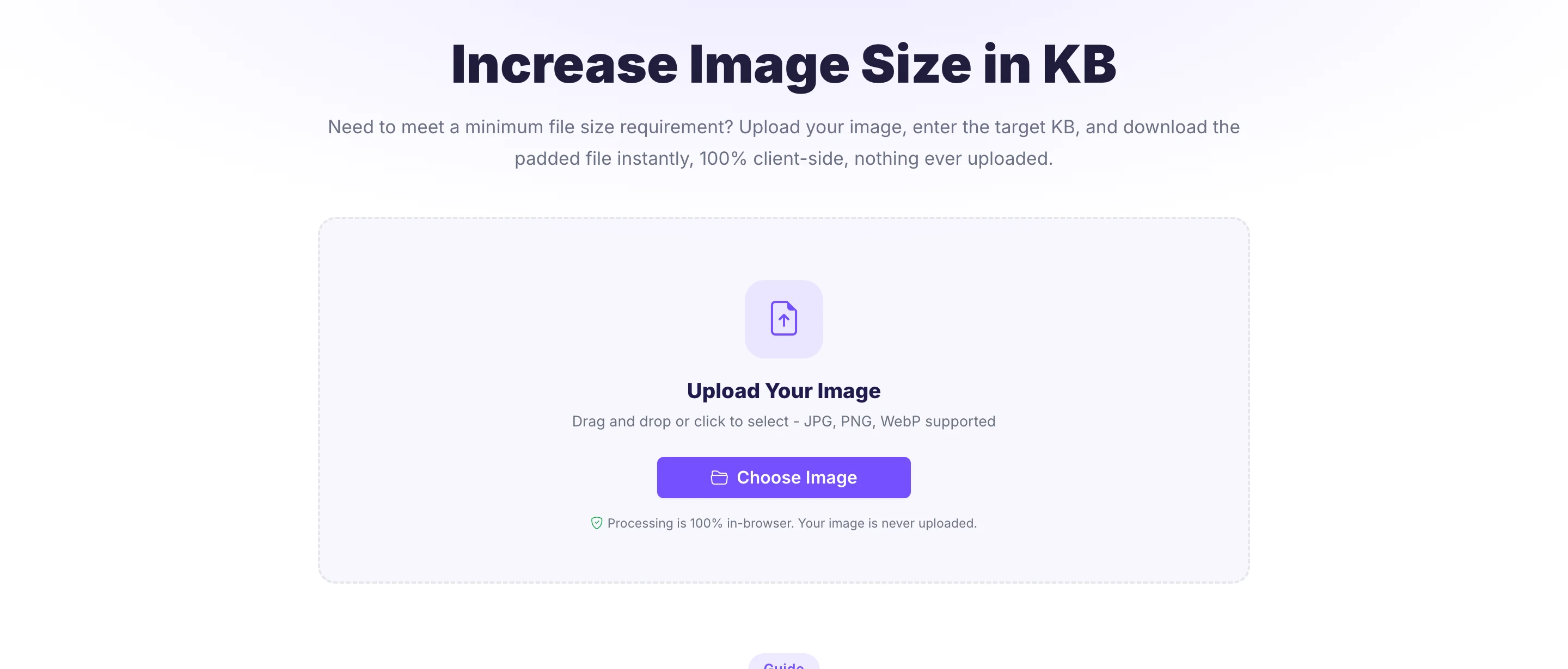 Pixellize increase image size in KB tool upload screen