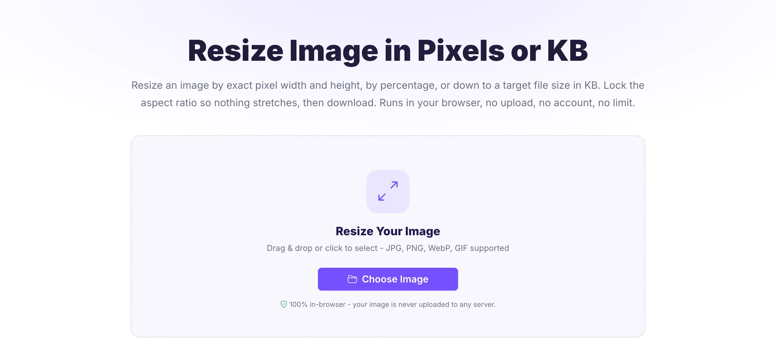 Pixellize resize image tool with target file size in KB