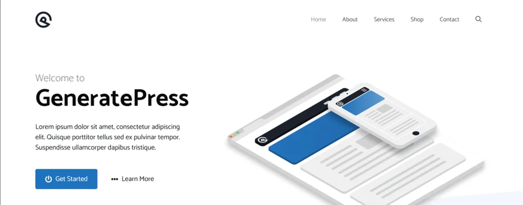GeneratePress lightweight WordPress theme demo homepage