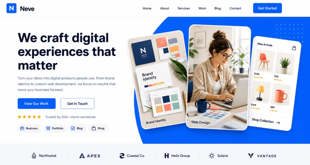 Neve free WordPress theme starter site demo