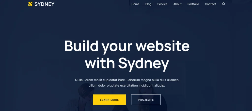 Sydney free WordPress theme small business demo