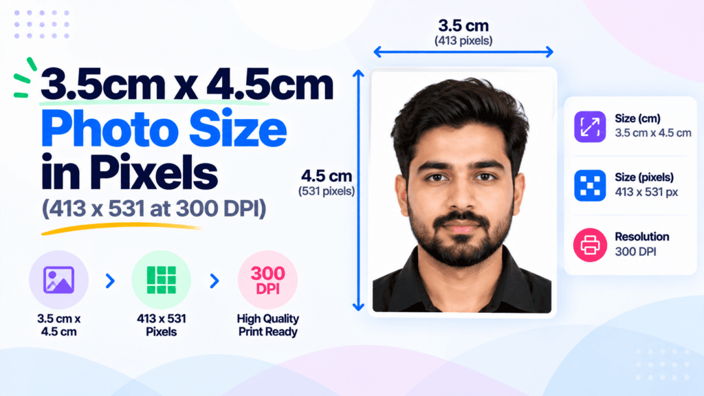 3.5 by 4.5 cm photo size in pixels