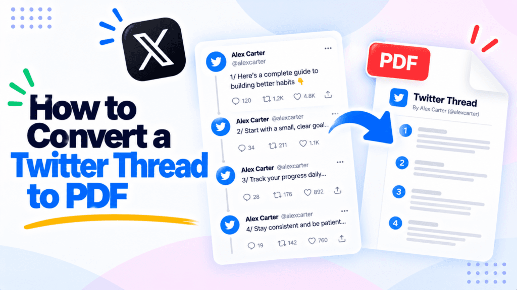 How to convert a Twitter thread to PDF, an X thread turning into a PDF