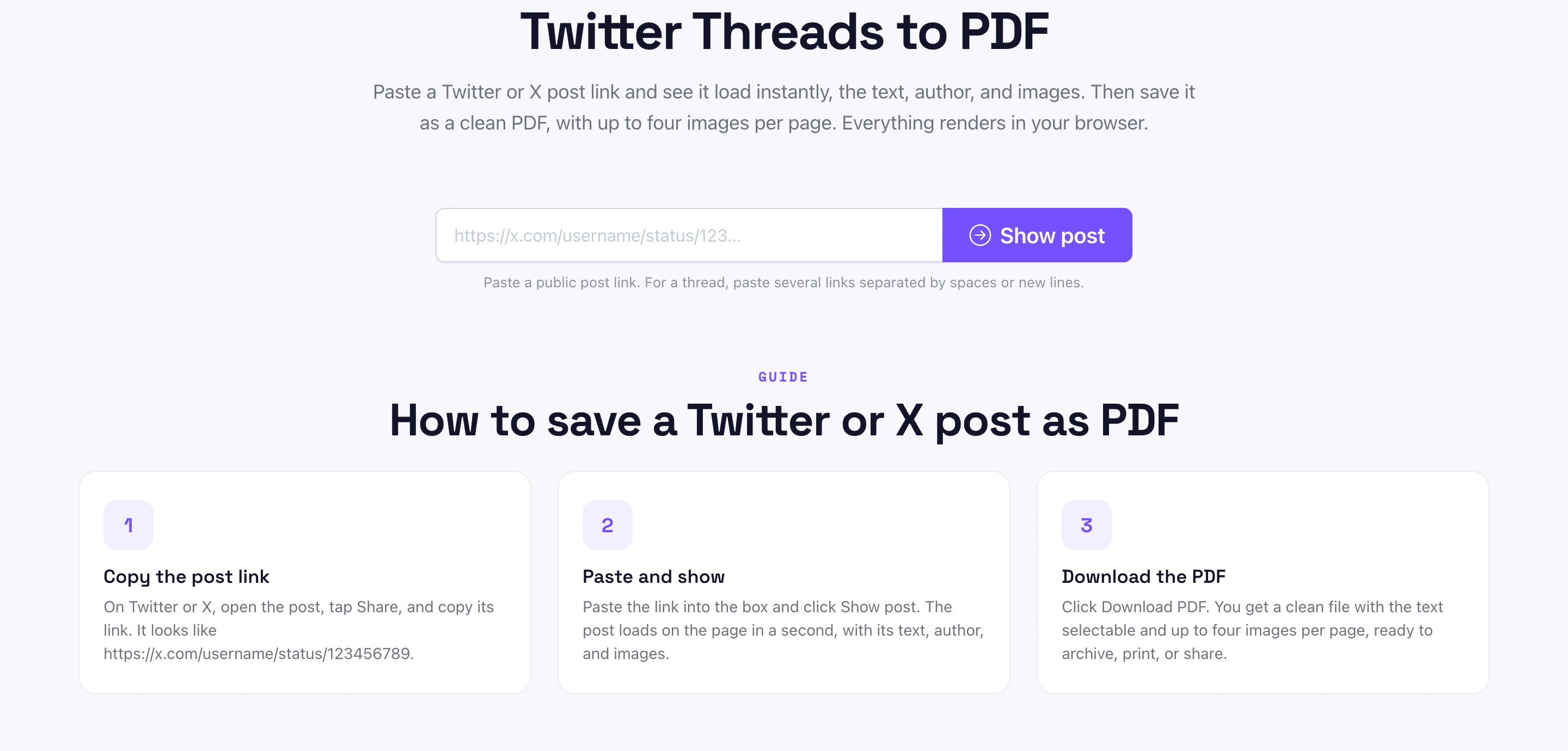 How to convert a Twitter thread to PDF, paste the X post link in the Pixellize tool