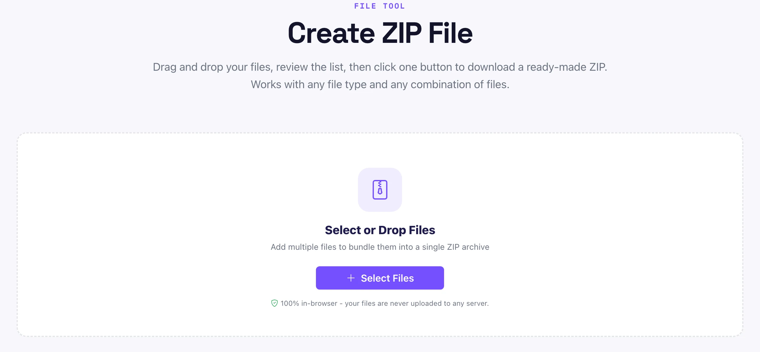 Create a ZIP file online with the Pixellize Create ZIP File tool