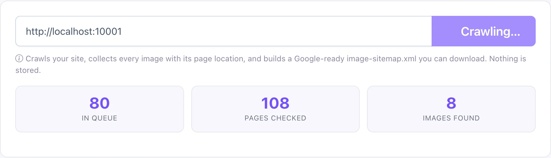 The crawler counting pages and images while building the image sitemap
