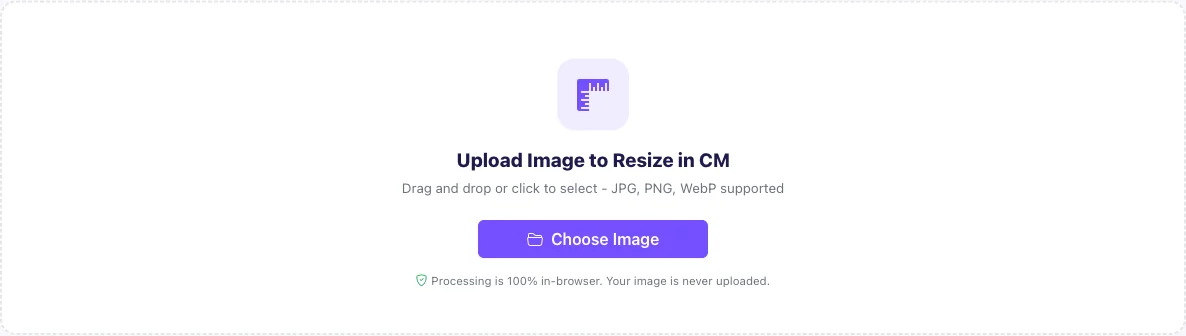 How to resize an image in cm: upload your photo