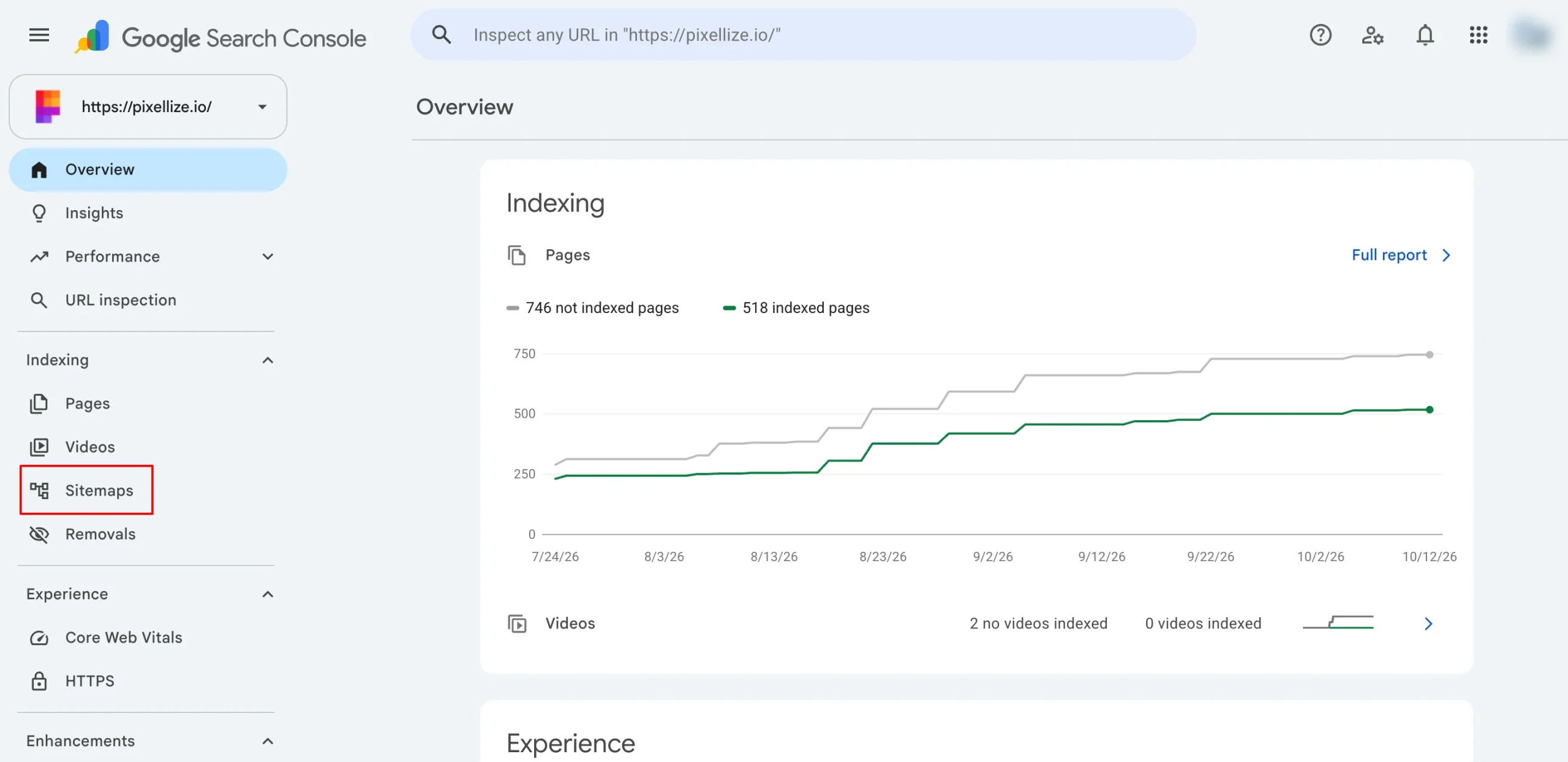 Open the Sitemaps report to submit an image sitemap to Google Search Console